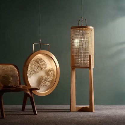 New Chinese-style creative solid wood floor lamp, high-end design sense, modern simple and minimalist atmosphere lamp for living room, tea room and study - Image 5