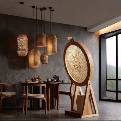 New Chinese-style creative solid wood floor lamp, high-end design sense, modern simple and minimalist atmosphere lamp for living room, tea room and study - Image 3