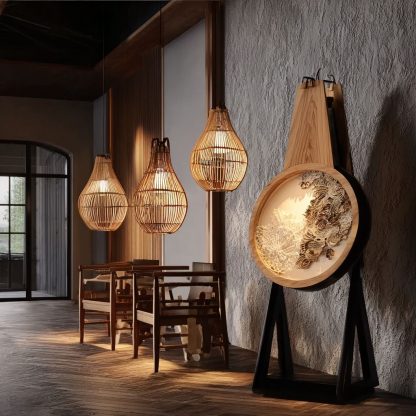 New Chinese-style creative solid wood floor lamp, high-end design sense, modern simple and minimalist atmosphere lamp for living room, tea room and study - Image 2