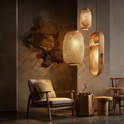 The designer's new Chinese-style creative solid wood wall lamps are designed for the living room, tea room, study, bedroom and entrance hall with a high-end design sense - Image 5