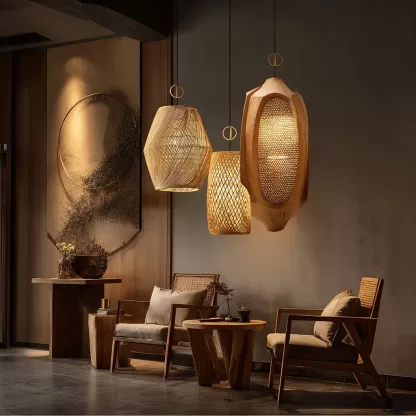 The designer's new Chinese-style creative solid wood wall lamps are designed for the living room, tea room, study, bedroom and entrance hall with a high-end design sense - Image 3