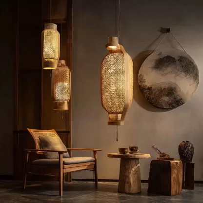 The designer's new Chinese-style creative solid wood wall lamps are designed for the living room, tea room, study, bedroom and entrance hall with a high-end design sense - Image 2