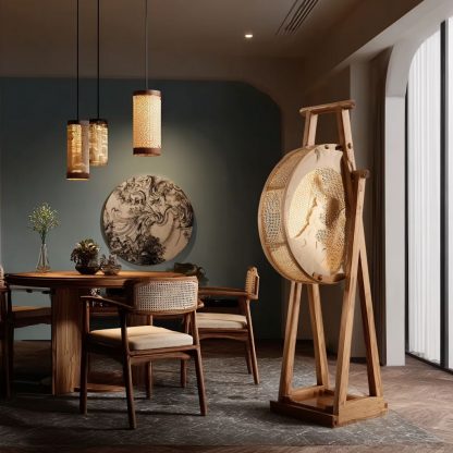New Chinese-style creative solid wood floor lamps for living rooms, tea rooms, studies, and balconies with a high-end design sense - Image 2
