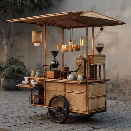 Outdoor wooden coffee carts, popular food carts, street vending carts, mobile cargo carts, display trolleys - Image 3