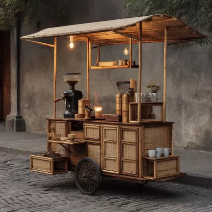 Outdoor wooden coffee carts, popular food carts, street vending carts, mobile cargo carts, display trolleys - Image 5