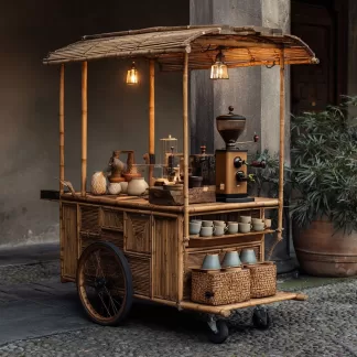 Outdoor wooden coffee carts, popular food carts, street vending carts, mobile cargo carts, display trolleys