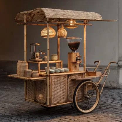 Internet-famous coffee carts, food carts, street vending carts, mobile cargo carts, new Chinese-style cultural and creative display carts, rattan weaving carts - Image 9