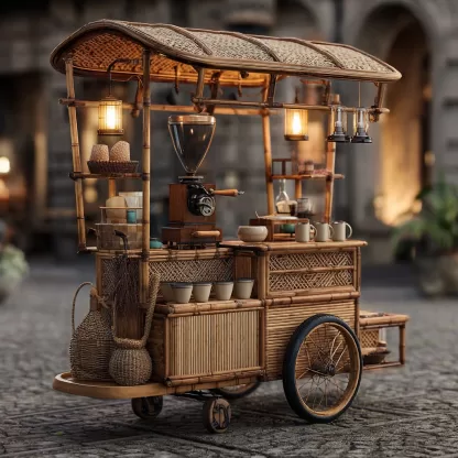 Outdoor wooden coffee carts, popular food carts, street vending carts, mobile cargo carts, display trolleys - Image 7