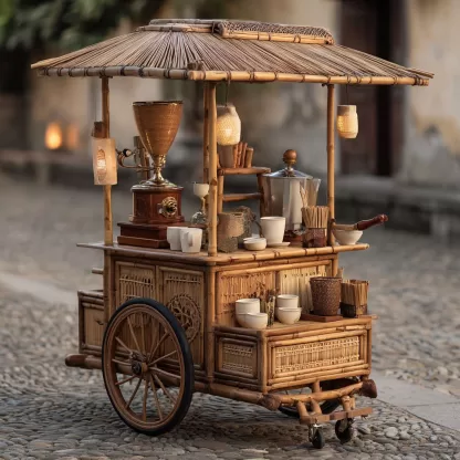 Outdoor wooden coffee carts, popular food carts, street vending carts, mobile cargo carts, display trolleys - Image 7