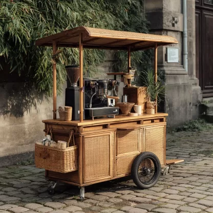 American retro solid wood mobile inverted three-wheeled food truck, coffee and bread promotion, street vending, night market, scenic area mobile vehicle - Image 6