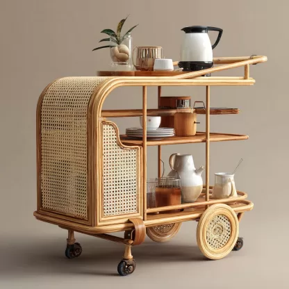 American retro solid wood mobile inverted three-wheeled food truck, coffee and bread promotion, street vending, night market, scenic area mobile vehicle - Image 4