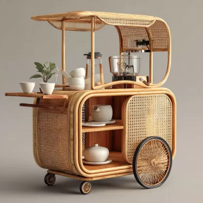 Outdoor mobile rattan food truck, scenic area popular snack truck, scenic area mobile stall truck, American-style repeatedly American-style street vending truck - Image 2