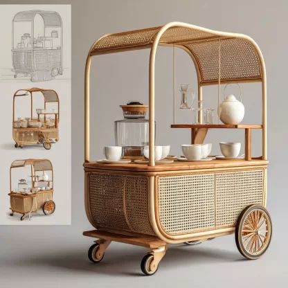 Outdoor wooden coffee carts, popular food carts, street vending carts, mobile cargo carts, display trolleys, coffee shops and bars - Image 9
