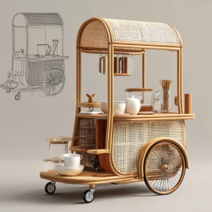 Outdoor wooden coffee carts, popular food carts, street vending carts, mobile cargo carts, display trolleys, coffee shops and bars - Image 8