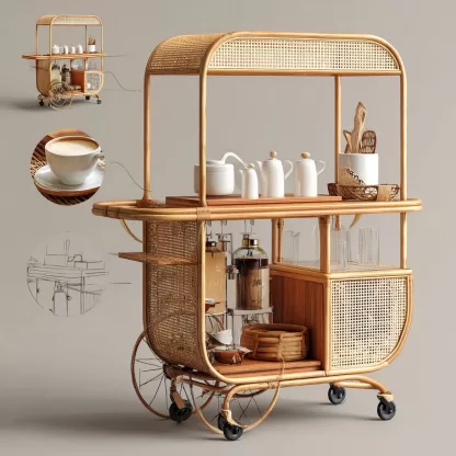 Outdoor wooden coffee carts, popular food carts, street vending carts, mobile cargo carts, display trolleys, coffee shops and bars - Image 7