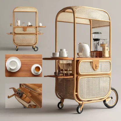 Outdoor wooden coffee carts, popular food carts, street vending carts, mobile cargo carts, display trolleys, coffee shops and bars - Image 6