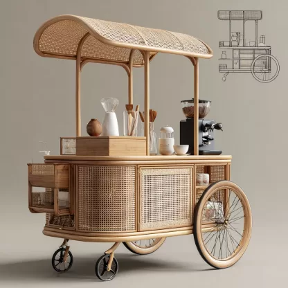 Outdoor mobile rattan food truck, scenic area popular snack truck, scenic area mobile stall truck, American-style repeatedly American-style street vending truck - Image 6