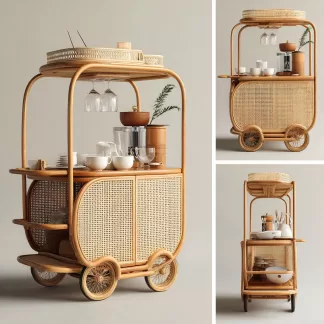 American retro solid wood mobile inverted three-wheeled food truck, coffee and bread promotion, street vending, night market, scenic area mobile vehicle