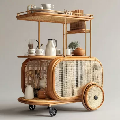 American retro solid wood mobile inverted three-wheeled food truck, coffee and bread promotion, street vending, night market, scenic area mobile vehicle - Image 7