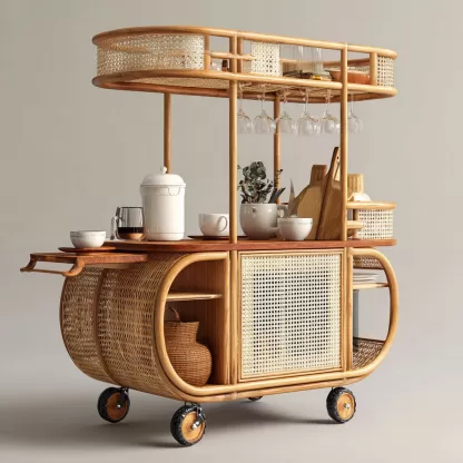 Outdoor mobile rattan food cart, scenic area popular snack cart, scenic area mobile stall cart, American retro cart, handmade cart - Image 9