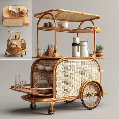 Outdoor wooden coffee carts, popular food carts, street vending carts, mobile cargo carts, display trolleys, coffee shops and bars - Image 4