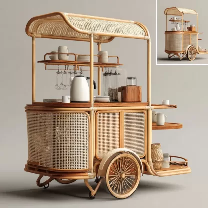 Outdoor wooden coffee carts, popular food carts, street vending carts, mobile cargo carts, display trolleys, coffee shops and bars - Image 3