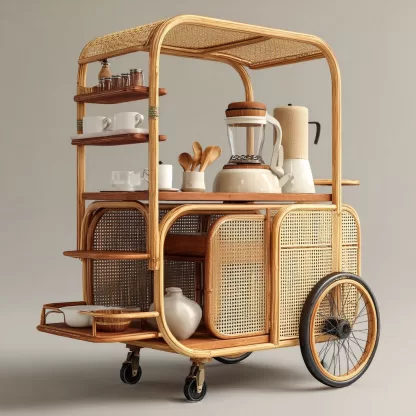 Outdoor wooden coffee carts, popular food carts, street vending carts, mobile cargo carts, display trolleys, coffee shops and bars - Image 2