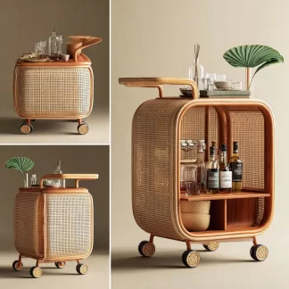 American retro solid wood rattan woven food truck, coffee and bread promotion stall, night market, scenic area mobile vehicle