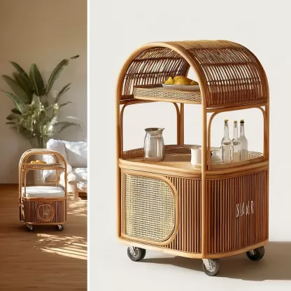 American retro solid wood mobile inverted three-wheeled food truck, coffee and bread promotion, street vending, night market, scenic area mobile vehicle - Image 2