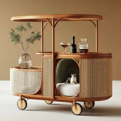 American retro solid wood mobile inverted three-wheeled food truck, coffee and bread promotion, street vending, night market, scenic area mobile vehicle - Image 9