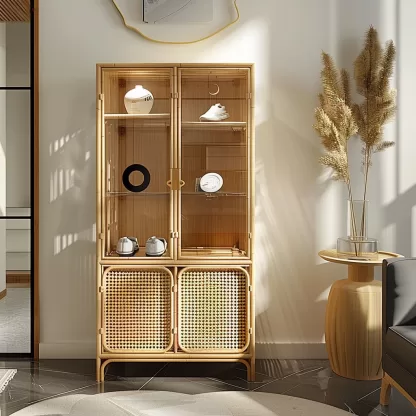 New Chinese-style creative solid wood rattan shoe cabinet, modern and simple design sense, entrance cabinet, room entrance storage and storage - Image 9