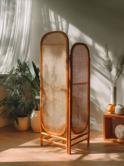 New Chinese-style creative solid wood rattan woven screen for living room, tea room, study, high-end design sense screen for bedroom and entrance hall - Image 9