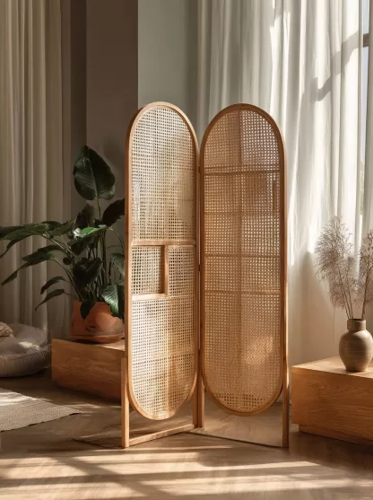 New Chinese-style creative solid wood rattan woven screen for living room, tea room, study, high-end design sense screen for bedroom and entrance hall - Image 3