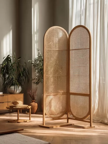 New Chinese-style creative solid wood rattan woven screen for living room, tea room, study, high-end design sense screen for bedroom and entrance hall - Image 4