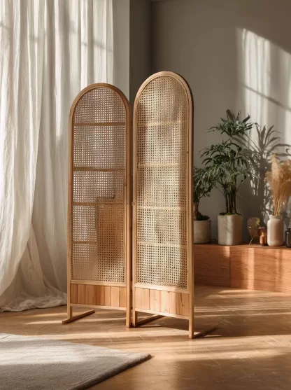 New Chinese-style creative solid wood rattan woven screen for living room, tea room, study, high-end design sense screen for bedroom and entrance hall - Image 5
