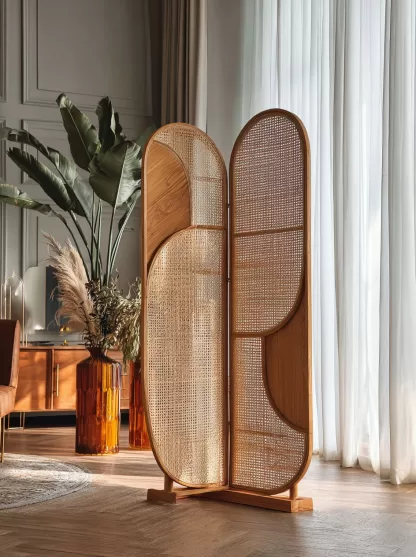New Chinese-style creative solid wood rattan woven screen for living room, tea room, study, high-end design sense screen for bedroom and entrance hall - Image 9