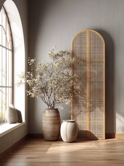 New Chinese-style creative solid wood rattan woven screen for living room, tea room, study, high-end design sense screen for bedroom and entrance hall - Image 3