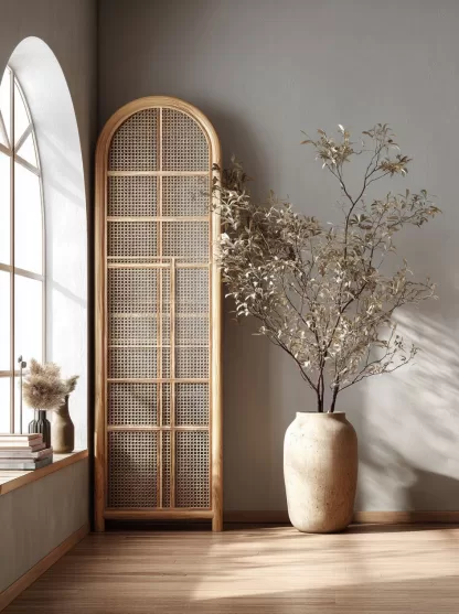 New Chinese-style creative solid wood rattan woven screen for living room, tea room, study, high-end design sense screen for bedroom and entrance hall - Image 4