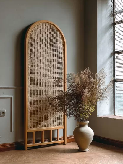 New Chinese-style creative solid wood rattan woven screen for living room, tea room, study, high-end design sense screen for bedroom and entrance hall - Image 2