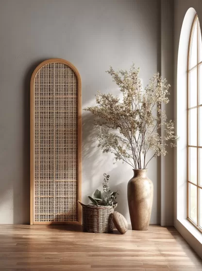 New Chinese-style creative solid wood rattan woven screen for living room, tea room, study, high-end design sense screen for bedroom and entrance hall - Image 4