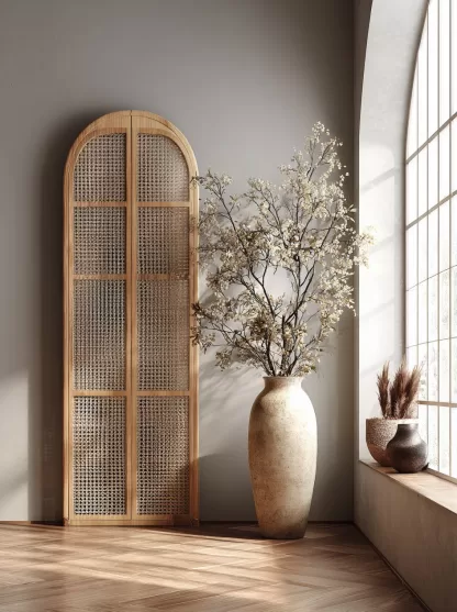 New Chinese-style creative solid wood rattan woven screen for living room, tea room, study, high-end design sense screen for bedroom and entrance hall - Image 5