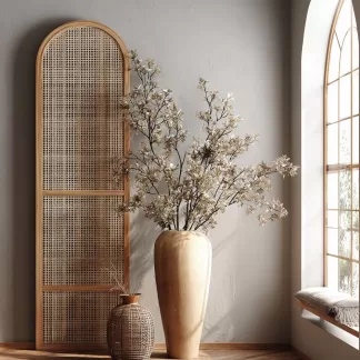 New Chinese-style creative solid wood rattan woven screen for living room, tea room, study, high-end design sense screen for bedroom and entrance hall