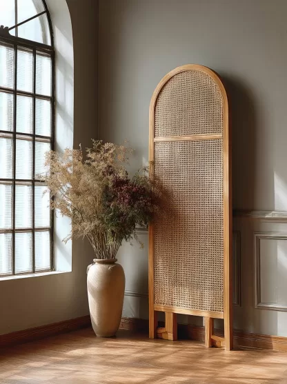 New Chinese-style creative solid wood rattan woven screen for living room, tea room, study, high-end design sense screen for bedroom and entrance hall - Image 6
