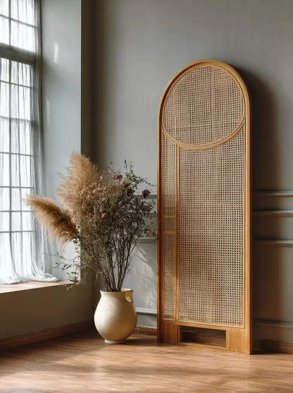 New Chinese-style creative solid wood rattan woven screen for living room, tea room, study, high-end design sense screen for bedroom and entrance hall - Image 8