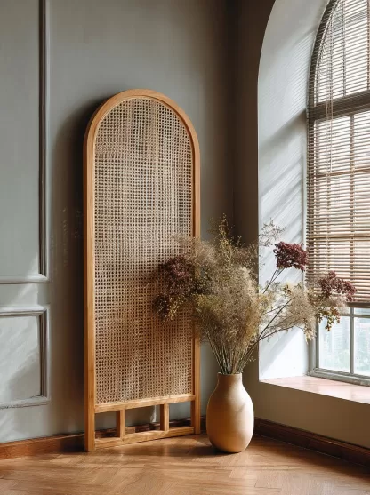 New Chinese-style creative solid wood rattan woven screen for living room, tea room, study, high-end design sense screen for bedroom and entrance hall - Image 9