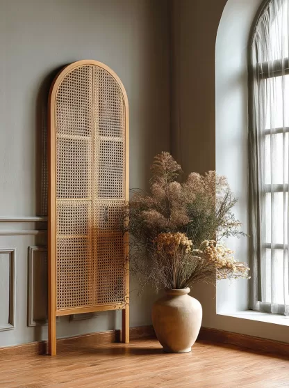 New Chinese-style creative solid wood rattan woven screen for living room, tea room, study, high-end design sense screen for bedroom and entrance hall - Image 7
