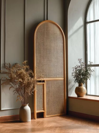 New Chinese-style creative solid wood rattan woven screen for living room, tea room, study, high-end design sense screen for bedroom and entrance hall - Image 8