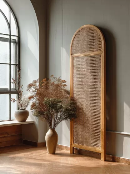 New Chinese-style creative solid wood rattan woven screen for living room, tea room, study, high-end design sense screen for bedroom and entrance hall - Image 9