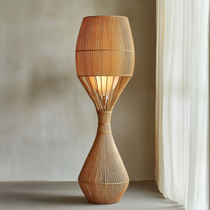 Wabi-sabi style rattan floor lamp for living room, bedroom, study, homestay and tea room, a retro designer artistic lighting fixture - Image 9