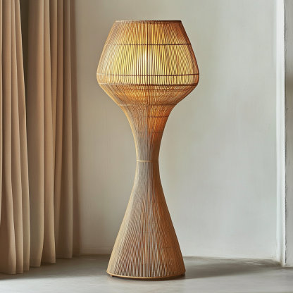 Wabi-sabi style rattan floor lamp for living room, bedroom, study, homestay and tea room, a retro designer artistic lighting fixture - Image 8